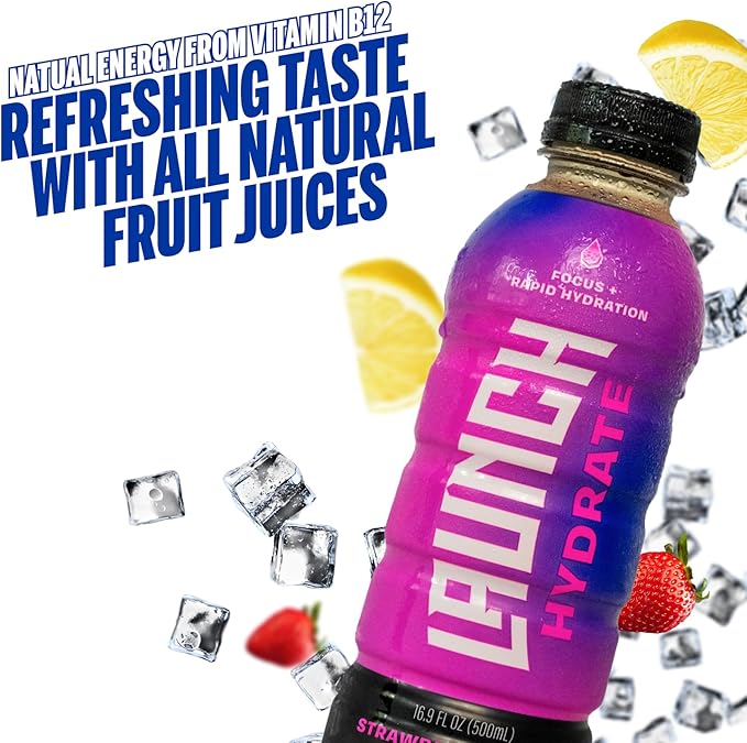 Sports Drink- 12 Pack - Real Cane Sugar 3x Electrolytes, All-Natural Hydration with Cognizin for Mental Focus, Real Fruit & Vegetable Juice, No Artificial Dyes ??Strawberry Lemon Flavor ??Trusted by Perfect Game