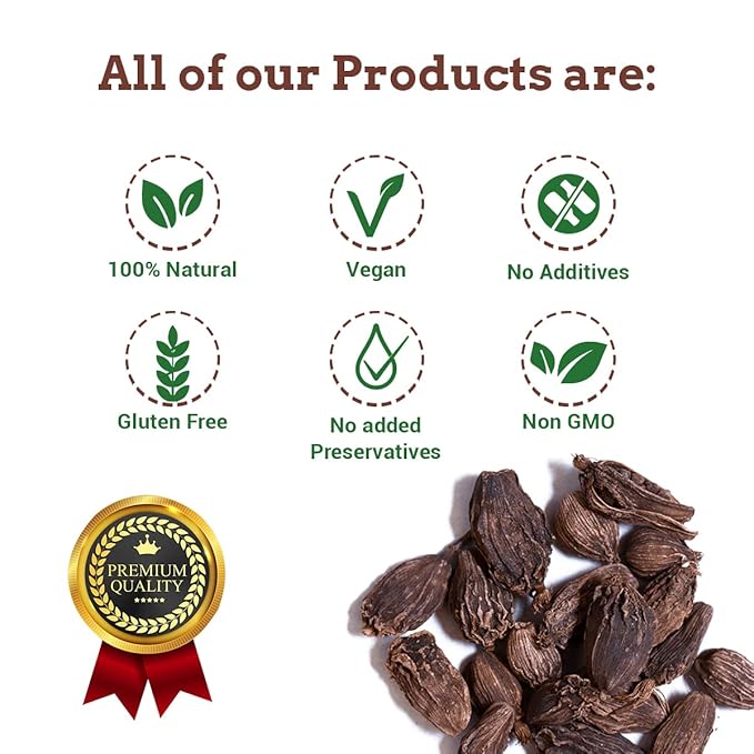 Spice Magic Black Cardamom Pods (Kali Elachi) – Whole Indian Spice 3.5 oz (100 g) | Smoky Aroma | 100% Natural, Non-GMO, Vegan & Gluten-Free | Authentic Indian Origin.