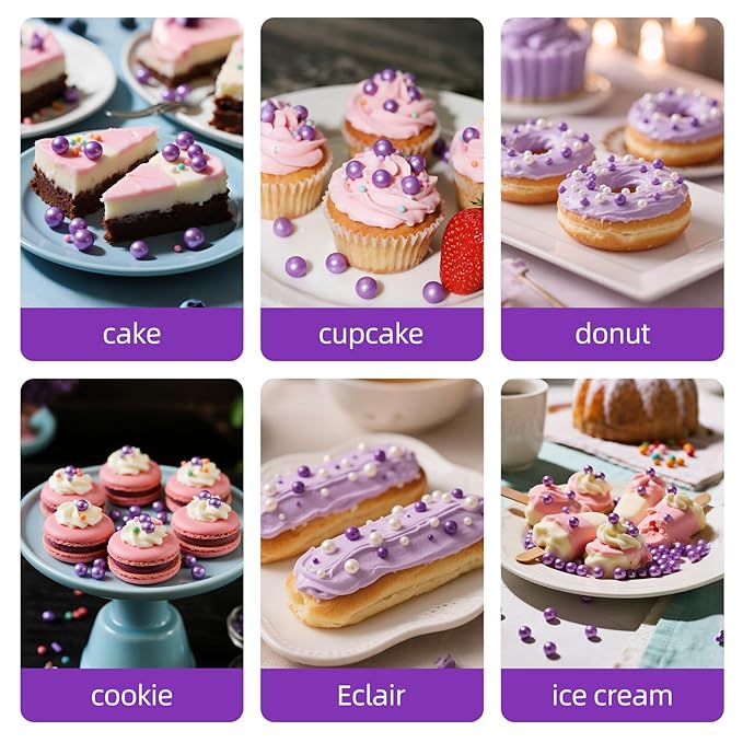 Edible Purple Pearl Sprinkles for Cake Decorating,Halloween Pearls Sugar Sprinkle,130g/4.58oz Mix Size,Baking Edible Cake Decorations Candy,Cupcake Toppers,Cookie Decorating Donuts Ice Cream Toppings,Party Supplies