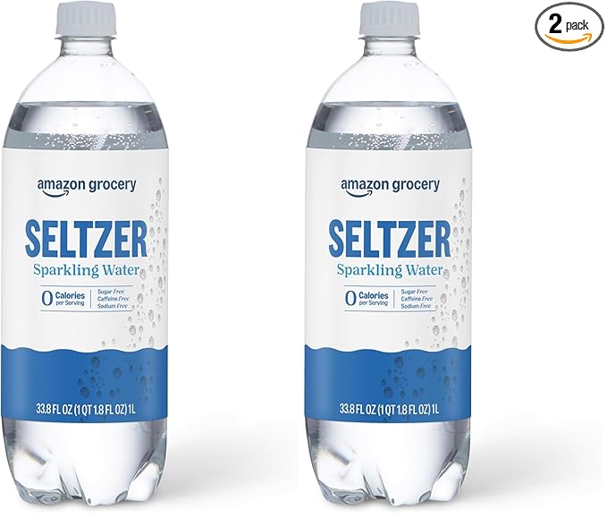 Amazon Brand - Happy Belly Seltzer Sparkling Water, 33.8 fl oz (Pack of 2)