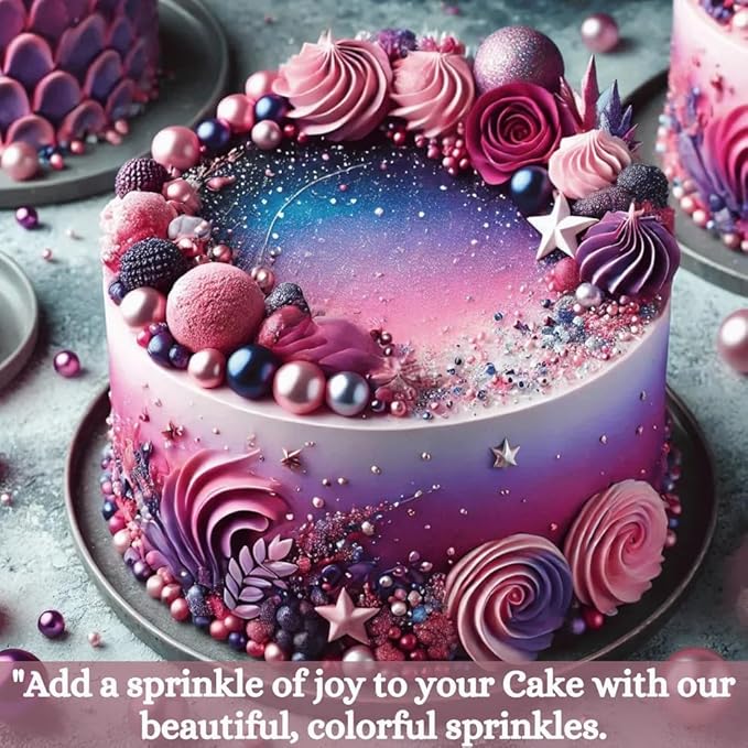 Confect Love Disco Balls Decorative Sprinkles ??Pink, Purple & Silver Candy Pearls for Cake Decorating, Cupcakes, Cookies & Desserts ??Edible Sprinkle Mix | Vegan, Gluten-Free, Nut-Free, Soy-Free, Dairy-Free, Palm Oil-Free- 4.2 Oz