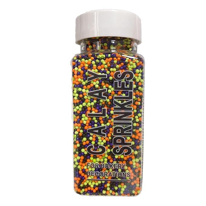 Sentovac Halloween Nonpareils Sprinkles Edible 2mm Mini Peals Sprinkle for Cake Decorating Sugar Candy Cookie Cupcake Topper Baking Decorations Thankgiving Halloween Supplies