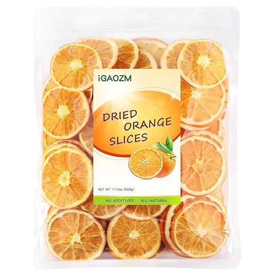 iGAOZM Dry Orange Slices,17.6oz/500g,Dehydrated Orange Slices,No Sugar Added, Citrus slices,Edible Dried Orange Slices for Cocktails,Cakes,Citrus Garnish,Potpourri Decor