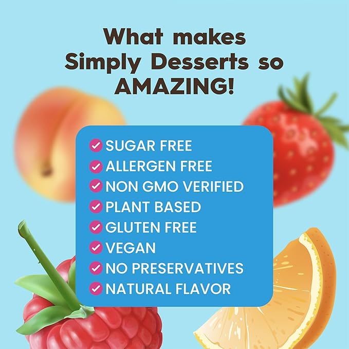 Simply Desserts Sugar-Free Jel Variety 4-Pack (Raspberry, Peach, Orange, Strawberry) ??Vegan Dessert, Keto Snacks, Diabetic Friendly & Kosher, 1.7 Oz Ea