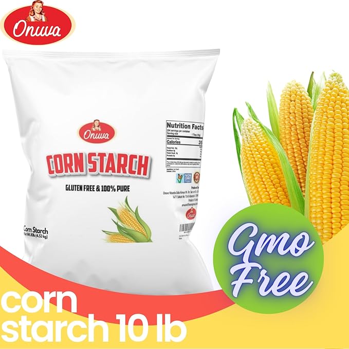 Corn Starch by Onuva - 10 lbs, (4,53 kg) - Gluten Free - Vegan - Thickener For Sauces, Soup, & Gravy