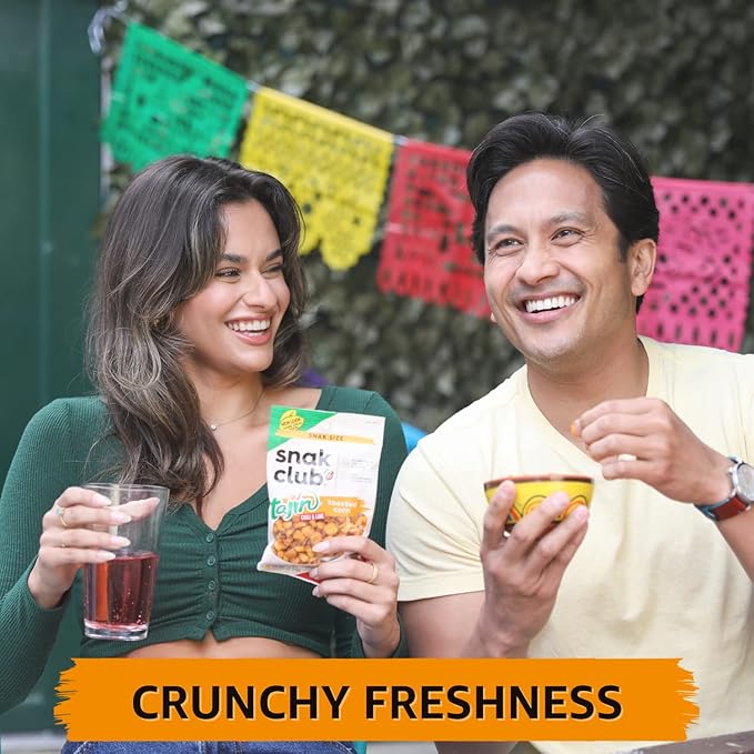 Snak Club Toasted Corn, Tajin Cl찼sico Chili & Lime Flavor, Crunchy, Flavorful Low-Cholesterol Individual Snacks, 2.5oz (Pack of 12)