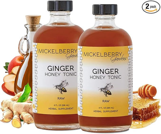 Mickelberry Gardens Immune Support Ginger Honey Tonic – Organic Ginger Shots & Syrup for Immunity Boost, Digestive Health, and Wellness – 8 Oz (Pack of 2)