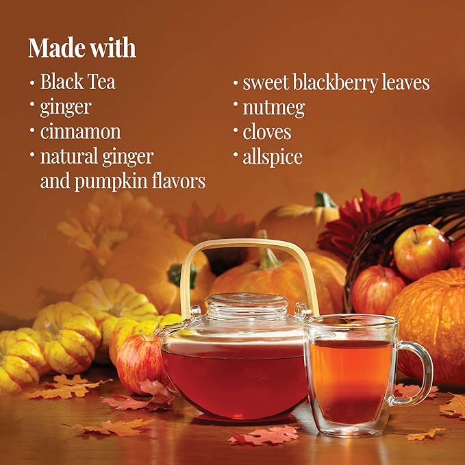 The Republic of Tea Pumpkin Spice Seasonal Black Tea, 250 Tea Bag Bulk