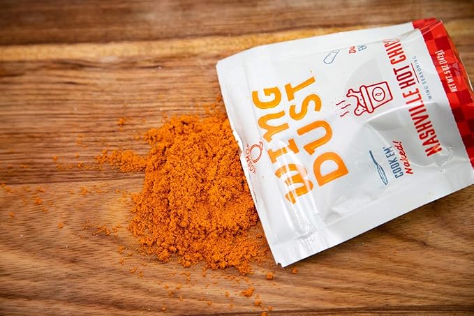 Kosmos Q Nashville Hot Chicken Seasoning Wing Dust, Savory & Spicy Chicken Seasoning For Wings, Fries, Popcorn, Dips, Crackers & More, Dry Rub Dust With Classic Nashville Heat And Buttery Kick, 5 Oz