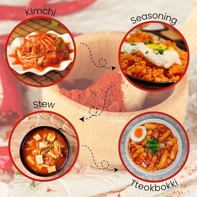Asiatic Dishes Premium Korean Gochugaru Red Pepper Flakes ??1 lb Sun-Dried Chili for Kimchi, Stews, and Versatile Cooking