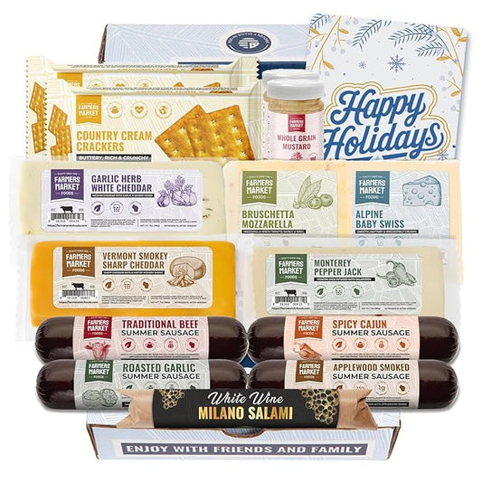 Farmers Market, Gluten Free, Keto, Paleo, Low Sodium, Zero Sugar, Genoa Salami, Christmas Charcuterie Board, Holiday Meat and Cheese Gift Baskets, Festive Selection