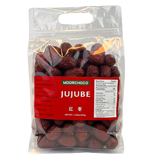 Premium Jujube Red Dates,Selected Dried Fruit,Big & Delicious,100% Natural 红枣 (Large size 1.32lbs)