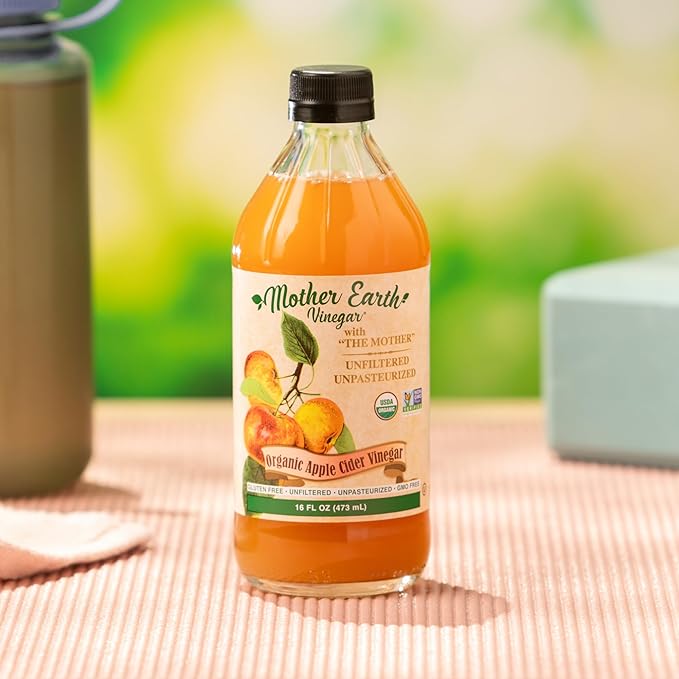 Mother Earth, Organic Apple Cider Vinegar with The Mother, Fresh Pressed Organic Apples, OACV, ACV, Raw, Unpasteurized, Unfiltered (1/16oz Glass Bottle)