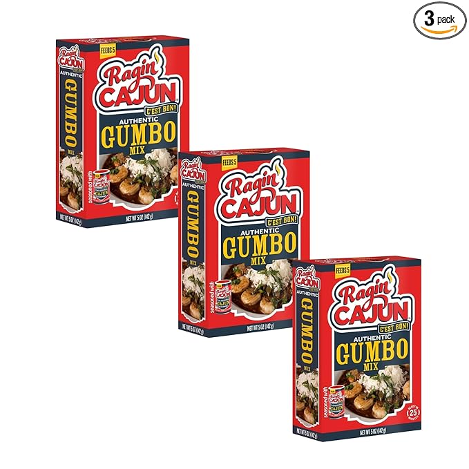 Ragin' Cajun Authentic Gumbo Mix - 5 oz Box, Pack of 3, No MSG, Authentic Louisiana Creole Soup Base for Chicken, Sausage & Seafood