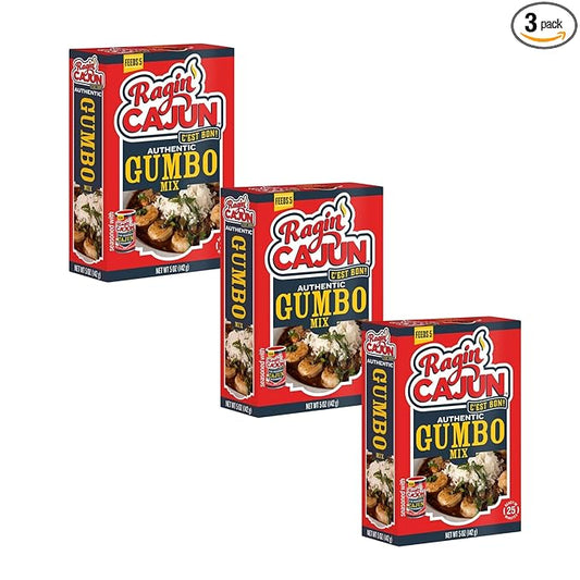 Ragin' Cajun Authentic Gumbo Mix - 5 oz Box, Pack of 3, No MSG, Authentic Louisiana Creole Soup Base for Chicken, Sausage & Seafood