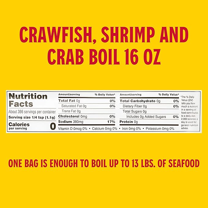 Louisiana Fish Fry Products Crawfish, Shrimp & Crab Boil Seasoning - Spicy & Delicious Seafood Powder Complete Seasoning - Low Salt Cajun Seasoning 16 oz (Pack of 4)
