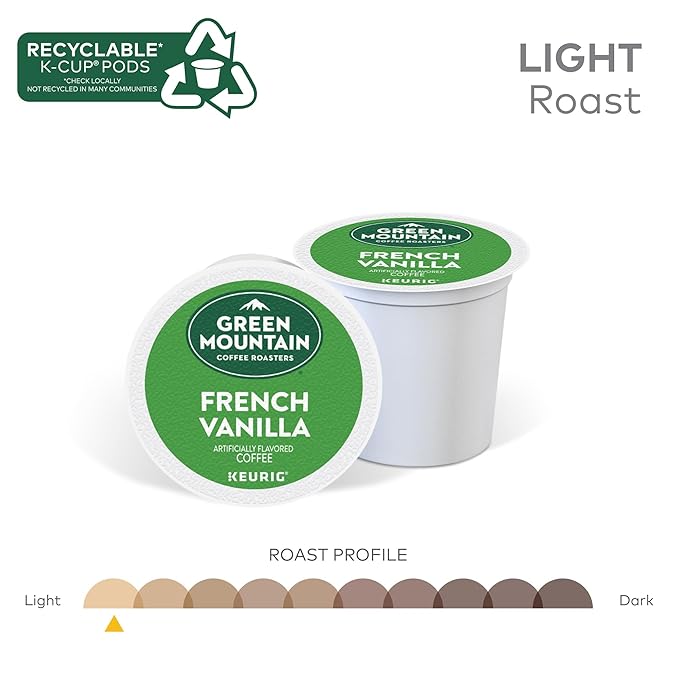 Green Mountain Coffee Roasters French Vanilla Coffee, Keurig Single-Serve K-Cup pods, Light Roast, 32 Count