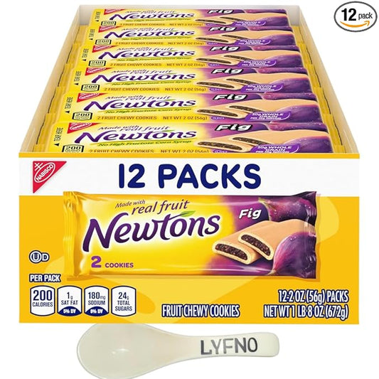 Fig Newtons Cookies Newtons Single Serve (12) 2oz Newtons Soft & Fruit Chewy Cookies - Newtons Cookies Fig Fruit Chewy (Lyfno Trademark Spoon Included)