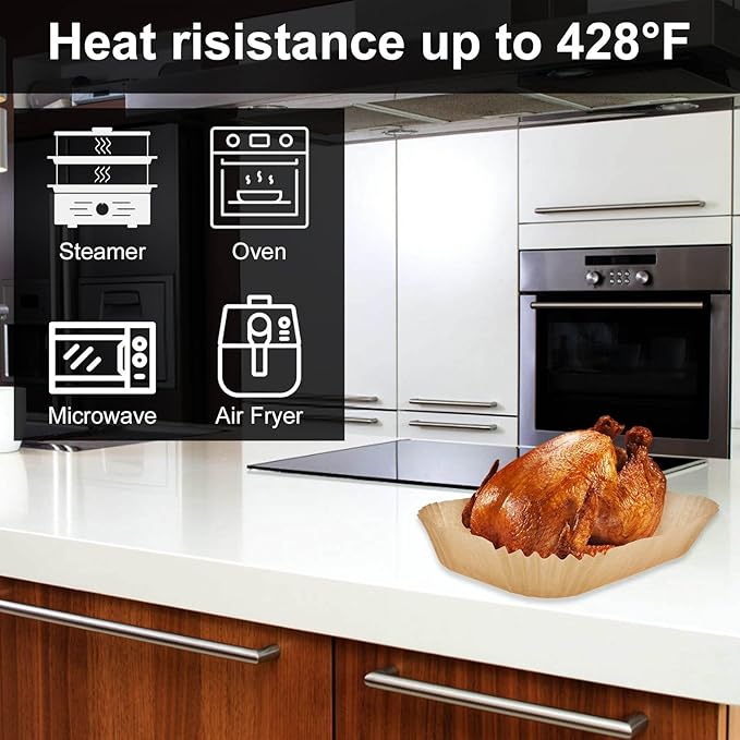 Air Fryer Liners 200pc, Disposable Air Fryer Paper Liners High Temperature Resistant, Rectangle air Fryer Parchment liner 9Qt, Airfryer liner Baking Paper for Ninja DZ201, AirFryer Accessories