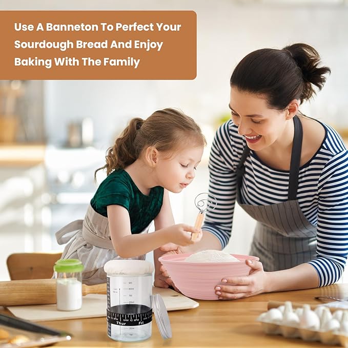 Sourdough Bread Starter Kit, Bread Proofing Basket - 9 Inch Round & 10 Inch Oval Foldable, Glass Sourdough Starter Jar Kit & Tons of Sourdough Bread Baking Supplies