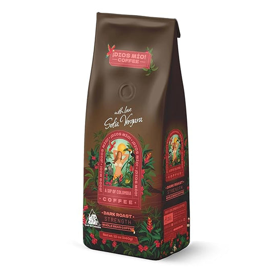 Dios Mio Coffee by Sofia Vergara, Dark Roast, Whole Bean Premium Colombian Coffee, 12 Ounce Bag