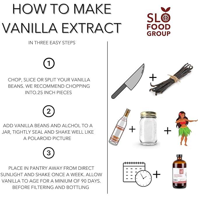 Slofoodgroup Gourmet Vanilla Beans, 4 Ounces Grade A Ugandan Vanilla Pods, Vanilla Beans For Cooking, Baking and Homemade Vanilla Extract
