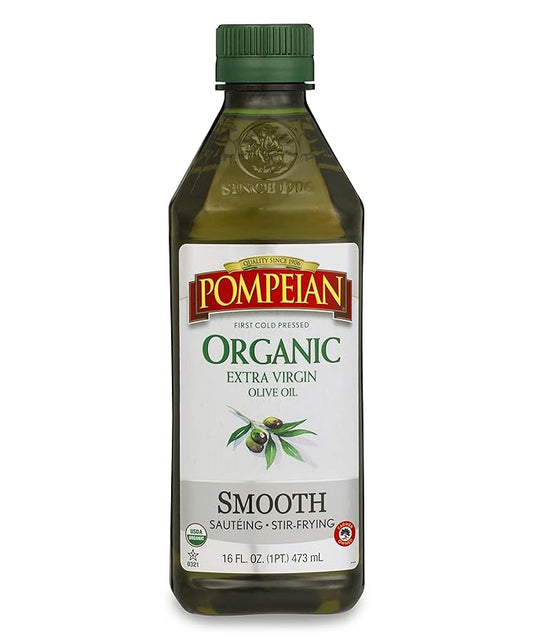 Pompeian USDA Organic Smooth Extra Virgin Olive Oil, Contains Polyphenols, First Cold Pressed, 16