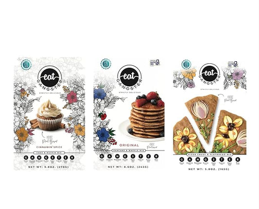 Vegan Variety Pack - Pizza Crust & Flatbread Mix, Pancake & Waffle Mix & Cinnawin Spice Cake & Muffin Mix