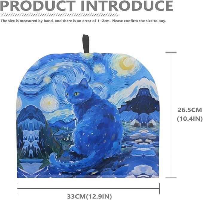 Tea Cozy Starry Night Blue Cat Print Creative Insulated Tea Cosy Extra Thick Home Kitchen Decoration Creative Gifts Dust Teapot Cover Kitchen Accessories for Travel