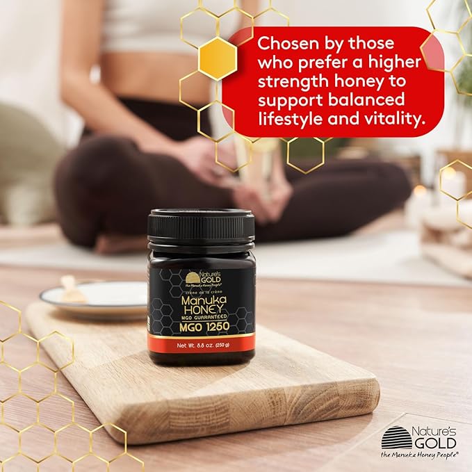 Nature’s Gold Raw Manuka Honey, Certified High MGO | Authentic MGO, 100% Pure Genuine Traceable Hive to Home, MGO 1250+, 3.5 Ounce (Pack of 1)