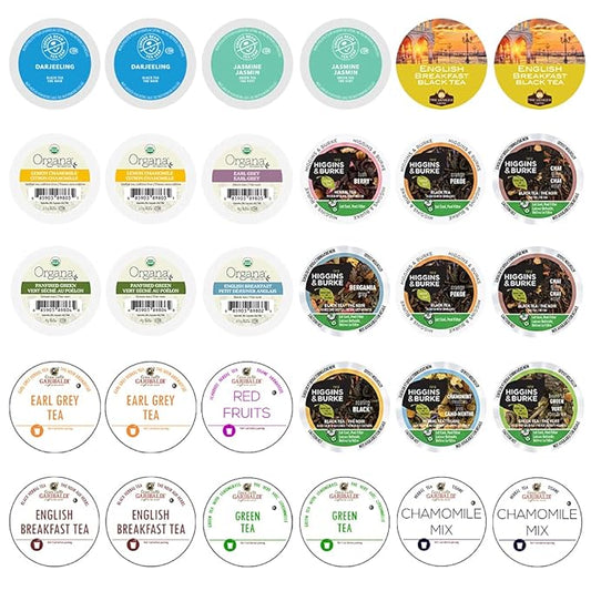 Assorted Tea Variety Pack Including Green Tea, Black, Earl Grey & Herbal Tea, Single Serve Pods for Keurig K Cups Machines, 30 Count