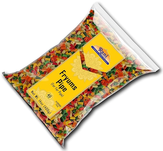 Rani Far Far/Fryums (Wheat & Tapioca Pellet) Round/Pipe Shape 14oz (400g) ~ Vegan, Kosher, Uncooked, Used to Make Papad, Bhungra/Chip Snack