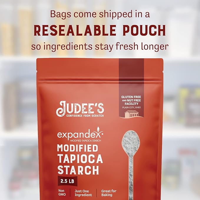 Judee’s Expandex Modified Tapioca Starch 2.5 lb - Non-GMO, Gluten-Free & Nut-Free - USA Packaged - Thickens and Enhances Texture - For Making Tortillas, Bread, and Bagels