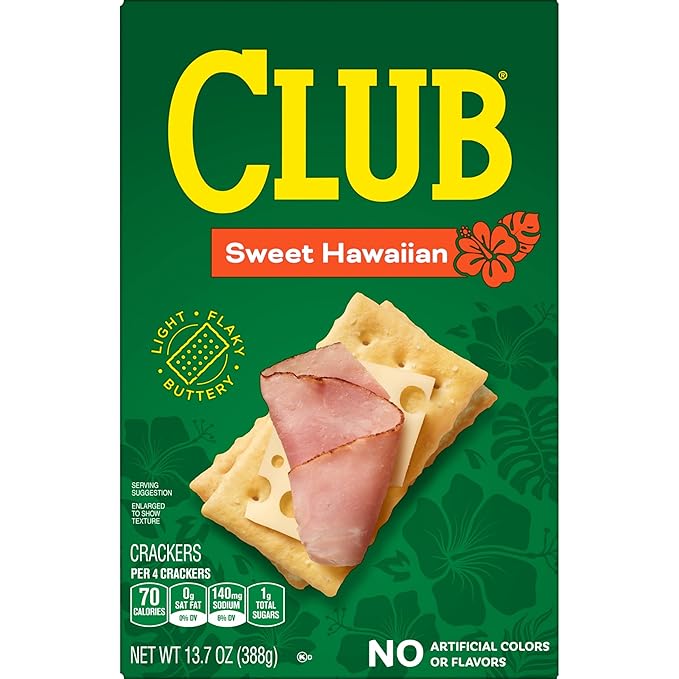 Club Crackers, Lunch Snacks, Snack Crackers, Sweet Hawaiian, 13.7oz Box (1 Box)