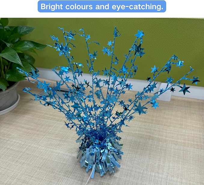 ALISSAR 4-Pack Glitter Light Blue Star Centerpieces-Table Decorations for Home Decor Birthday Wedding Anniversary Decor (Light Blue)