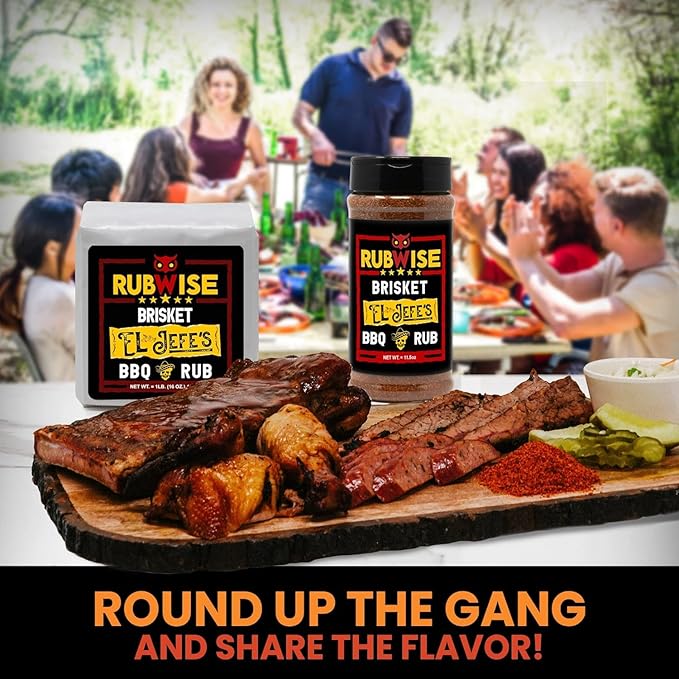 RubWise Texas Style BBQ Brisket Rub - El Jefe (1lb) | Barbecue Rubs & Spices for Smoking and Grilling | Premium Dry Seasonings with Authentic Texan Flavor | Great on Brisket, Steaks, Ribs & Burgers