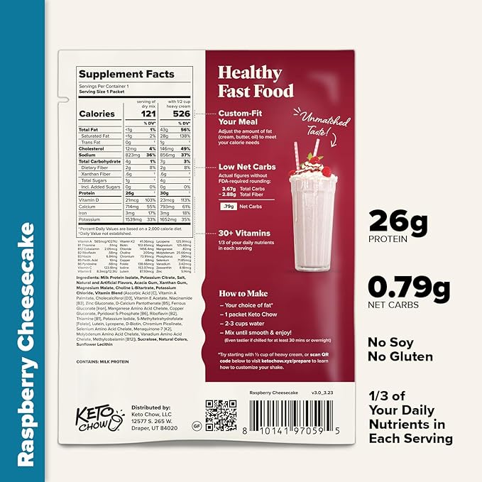 Keto Chow Variety Starter Bundle Replacement Shake Powder | Nutritionally Complete | Low Carb | Delicious Easy Meal Substitute | Protein Rich Keto Food You Choose The Fat | Single Meal Samples