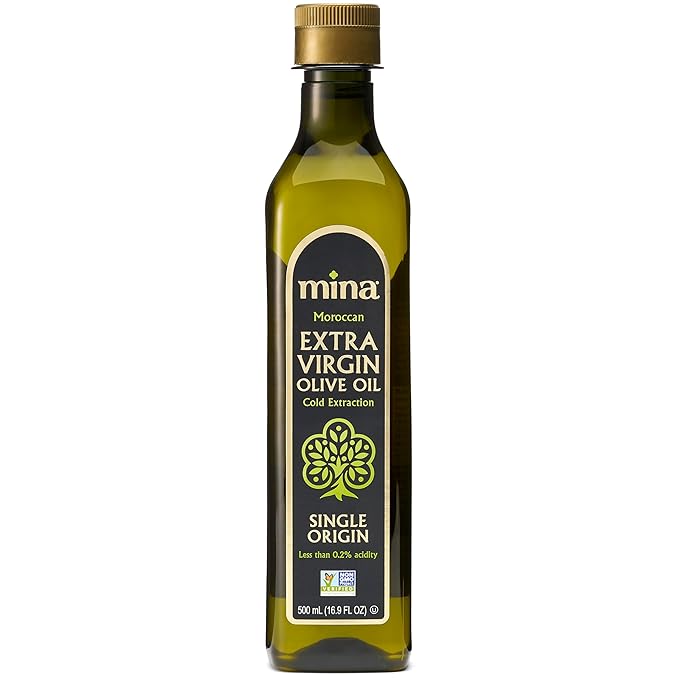 Mina Olive Oil Extra Virgin 16.9 Fl Oz, New Harvest, Polyphenol Rich Olive Oil for Cooking, Moroccan EVOO, Single Origin, Cold Extraction, Less than 0.2% Acidity, 500 ml