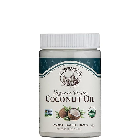 La Tourangelle, Organic Coconut Oil, Unrefined, For Cooking, Baking, Hair, and Skin Care, Pure Virgin, Expeller Pressed, 14 fl oz