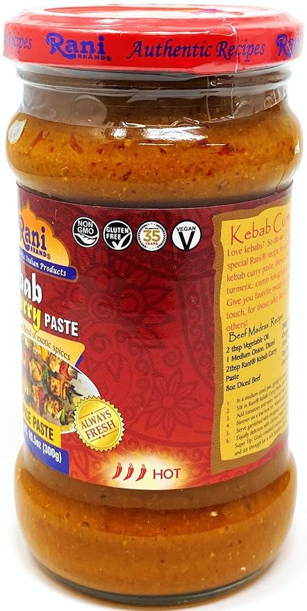 Rani Kebab Masala Paste for Meat Dishes 10.5oz (300g) Glass Jar, Pack of 5+1 FREE ~ No Colors | All Natural | NON-GMO | Vegan | Gluten Free | Indian Origin