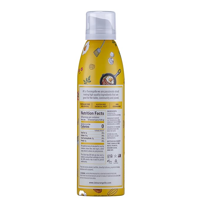 La Tourangelle, Non Stick Cooking Spray, Expeller Pressed Oil, Non Aerosol, For Neutral Flavor, Medium to High Heat, 5 Fl Oz