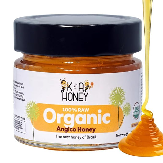 K&A HONEY Angico Honey | USDA Certified Organic | 100% Raw Brazilian Honey | Rich in Antioxidants & Natural Energy | Natural Alternative to Sugar | 8.47 oz