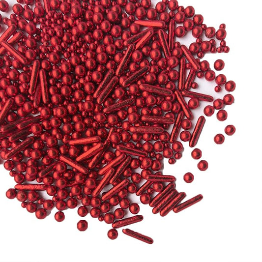 Sprinkles Red Pearl Sugar Candy Mix Size Baking Cake Decorations Cupcake Toppers Celebrations Shaker Jar Wedding Shower Party (130g/4.2oz竊?"<div>