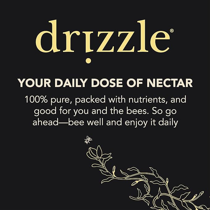 Drizzle Ginger Shine Raw Honey - All Natural Pure Raw Honey with Organic Ginger, Unfiltered & Unheated, Use in Tea & Coffee, Sugar Substitute, Certified Kosher - 13.2 oz Jar (375 g), Pack of 2