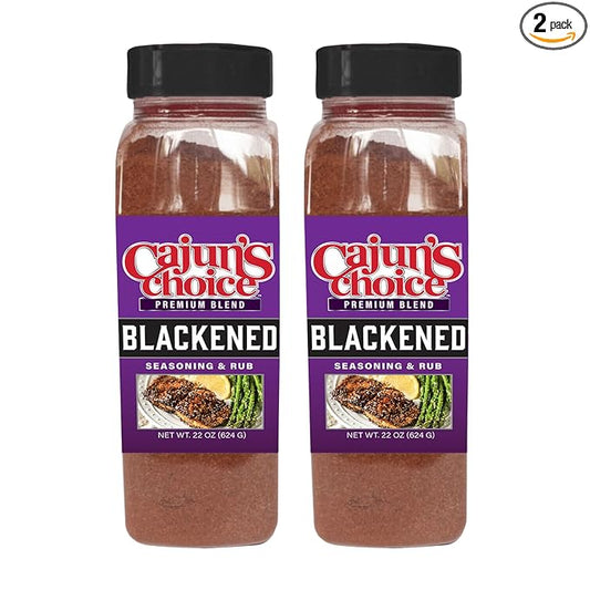 Cajun's Choice Blackened Seasoning - 22 oz Jar, Pack of 2, Gluten-Free, No MSG - Authentic Louisiana Spice for Fish & Meats