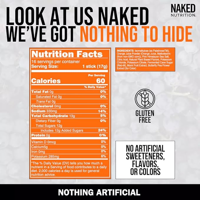 Nakedade Grape ??Performance Enhancing Sports Drink Powder - Electrolyte Powder ??No GMOs or Artificial Sweeteners, Gluten-Free, Soy-Free, Dairy-Free ??16 Sticks
