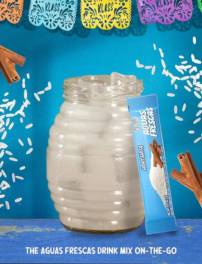 Klass Aguas Frescas | Drink Mix Packets | Horchata Flavored | Sugar Free On-The-Go Packets, Low Calorie (40 Count Powder Stick Packs)