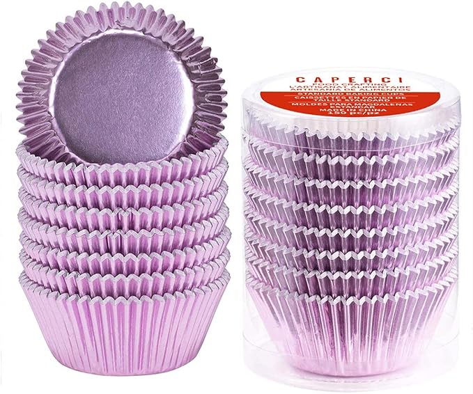 Caperci Orchid Purple Foil Cupcake Liners Standard Muffin Wrappers Greaseproof Baking Cups, 150-Pack