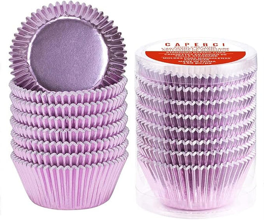 Caperci Orchid Purple Foil Cupcake Liners Standard Muffin Wrappers Greaseproof Baking Cups, 150-Pack