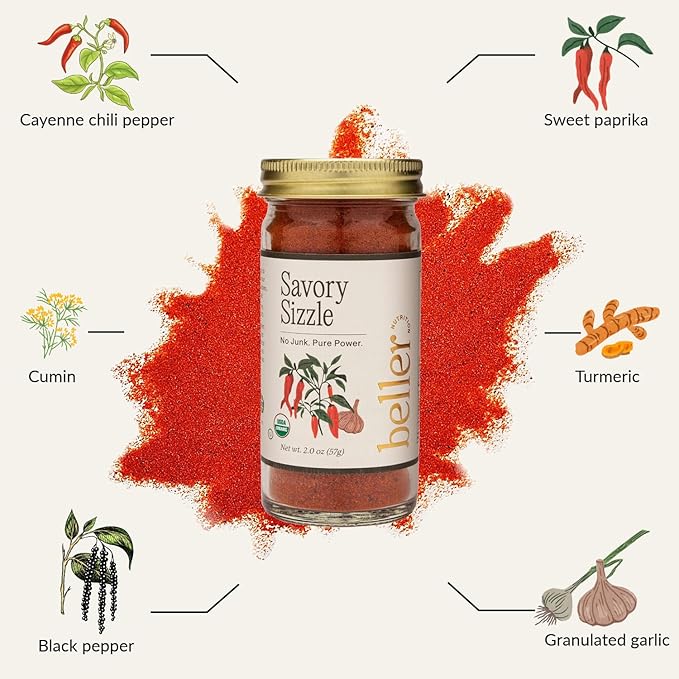 Beller Nutrition Organic Spice Blend Collection | 10-Pack | Morning Boost, Super Sumac, Tex Mex, Vegitude, Cinnapeel, Everything Savory & More | No Salt Added, No Artificial Ingredients, USDA Organic Seasonings for Cooking & Baking